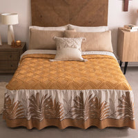 TULA LEAVES EMBROIDERY JACQUARD TEXTURE REVERSIBLE BEDSPREAD 1 PCS QUEEN SIZE