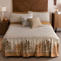 TULA LEAVES EMBROIDERY JACQUARD TEXTURE REVERSIBLE BEDSPREAD 1 PCS QUEEN SIZE