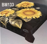 SUNFLOWERS BLACK COLOR SOLARON KOREAN MINT PLUSH BLANKET VERY THICK SOFTY AND WARM QUEEN SIZE