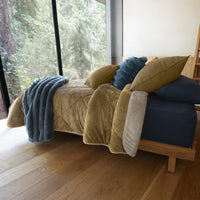 AMBER TAUPE AND BEIGE BLANKET WITH SHERPA SOFTY THICK AND WARM KING SIZE MADE IN MEXICO