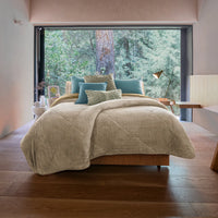 AMBER TAUPE AND BEIGE BLANKET WITH SHERPA SOFTY THICK AND WARM KING SIZE MADE IN MEXICO