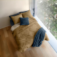 AMBER TAUPE AND BEIGE BLANKET WITH SHERPA SOFTY THICK AND WARM KING SIZE MADE IN MEXICO
