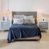NAVY BLUE SOLID COLOR LIGHT BLANKET SOFTY AND WARM KING SIZE MADE IN MEXICO