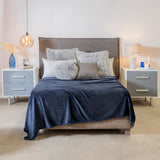NAVY BLUE SOLID COLOR LIGHT BLANKET SOFTY AND WARM KING SIZE MADE IN MEXICO