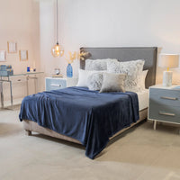 NAVY BLUE SOLID COLOR LIGHT BLANKET SOFTY AND WARM KING SIZE MADE IN MEXICO