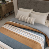 TALPA STRIPED SOFT TEXTURE REVERSIBLE COMFORTER SET 4 PCS QUEEN SIZE MADE IN MEXICO