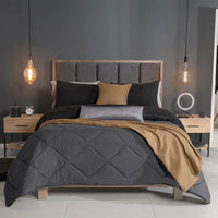 SHADOW REVERSIBLE COMFORTER SET 6 PCS QUEEN SIZE WITH THROW BLANKET MADE IN MEXICO