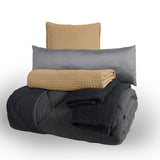 SHADOW REVERSIBLE COMFORTER SET 6 PCS QUEEN SIZE WITH THROW BLANKET MADE IN MEXICO