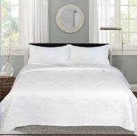 SANTEE WHITE AND WHITE COLOR REVERSIBLE BEDSPREAD SET 3 PCS KING SIZE
