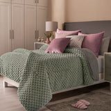 ARIA GREEN COLOR EMBOSSED BLANKET WITH SHERPA SOFTY THICK AND WARM QUEEN SIZE