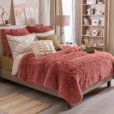 ROMA DEEP ROSE COLOR SHAGGY BLANKET WITH SHERPA SOFTY THICK AND WARM QUEEN SIZE