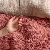 ROMA DEEP ROSE COLOR SHAGGY BLANKET WITH SHERPA SOFTY THICK AND WARM QUEEN SIZE