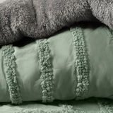 VALENCIA GREEN COLOR EMBROIDERY BLANKET WITH SHERPA SOFTY THICK AND WARM CALIFORNIA KING SIZE
