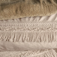 GRETA BEIGE COLOR EMBROIDERY BLANKET WITH SHERPA SOFTY THICK AND WARM QUEEN SIZE
