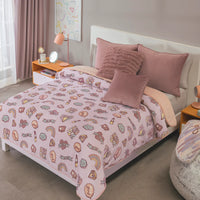 FUN GLOWS IN THE DARKNESS BLANKET WITH SHERPA SOFTY THICK AND WARM QUEEN SIZE