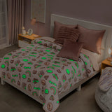 FUN GLOWS IN THE DARKNESS BLANKET WITH SHERPA SOFTY THICK AND WARM QUEEN SIZE
