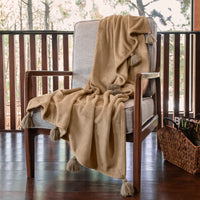 ARANA TAUPE COLOR EXQUISITE DESIGN WITH XL FRINGES LIGHT BLANKET SOFTY AND WARN THROW SIZE