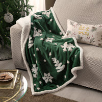 FLAKES CHRISTMAS EMBOSSED THROW BLANKET WITH BLANKET WITH SHERPA SOFTY AND WARM