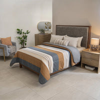 TALPA STRIPED SOFT TEXTURE REVERSIBLE COMFORTER SET 4 PCS QUEEN SIZE MADE IN MEXICO
