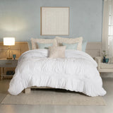 CLOUDY WHITE COLOR PREMIUM QUALITY 100% COTTON EMBROIDERY FLUFFY EFFECT REVERSIBLE COMFORTER 1 PCS CALIFORNIA KING SIZE MADE IN MEXICO