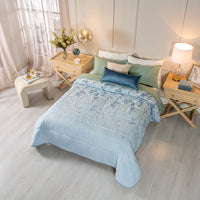 TOLOSA FLOWERS SOFTY TEXTURE REVERSIBLE COMFORTER SET 5 PCS CALIFORNIA KING SIZE MADE IN MEXICO