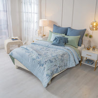 TOLOSA FLOWERS SOFTY TEXTURE REVERSIBLE COMFORTER SET 5 PCS CALIFORNIA KING SIZE MADE IN MEXICO