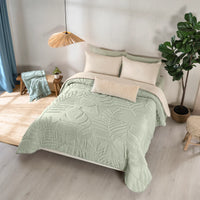 BURGOS LEAVES JACQUARD TEXTURE REVERSIBLE COMFORTER SET 4 PCS CALIFORNIA KING SIZE MADE IN MEXICO