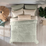 BURGOS LEAVES JACQUARD TEXTURE REVERSIBLE COMFORTER SET 4 PCS CALIFORNIA KING SIZE MADE IN MEXICO