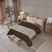 IZAMAL BROWN COLOR SOFT TEXTURE REVERSIBLE COMFORTER SET 5 PCS QUEEN SZIE MADE IN MEXICO