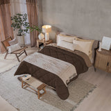 IZAMAL BROWN COLOR SOFT TEXTURE REVERSIBLE COMFORTER SET 5 PCS QUEEN SZIE MADE IN MEXICO