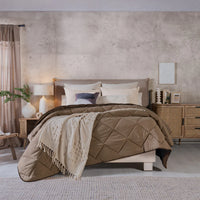IZAMAL BROWN COLOR SOFT TEXTURE REVERSIBLE COMFORTER SET 5 PCS CALIFORNIA KING SIZE MADE IN MEXICO