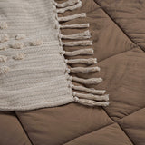 IZAMAL BROWN COLOR SOFT TEXTURE REVERSIBLE COMFORTER SET 5 PCS QUEEN SZIE MADE IN MEXICO