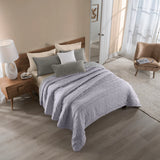 VERONA LAVENDER AND GRAY COLOR SOFT TEXTURE REVERSIBLE COMFORTER SET 4 PCS QUEEN SIZE MADE IN MEXICO