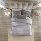VERONA LAVENDER AND GRAY COLOR SOFT TEXTURE REVERSIBLE COMFORTER SET 4 PCS CALIFORNIA KING SIZE MADE IN MEXICO