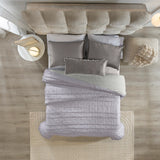 VERONA LAVENDER AND GRAY COLOR SOFT TEXTURE REVERSIBLE COMFORTER SET 4 PCS QUEEN SIZE MADE IN MEXICO