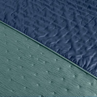 ASPEN NAVY BLUE AND GREEN COLOR SOFT TEXTURE REVERSIBLE COMFORTER SET 6 PCS MADE IN MEXICO