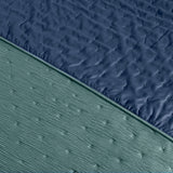 ASPEN NAVY BLUE AND GREEN COLOR SOFT TEXTURE REVERSIBLE COMFORTER SET 6 PCS MADE IN MEXICO
