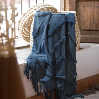 MUMBAI BLUE COLOR EMBROIDERY DECORATION LIGHT BLANKET SOFTY AND WARM THROW SIZE