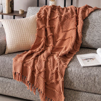 MUMBAI SIENA BRICK COLOR EMBROIDERY DECORATION BLANKET SOFTY AND WARM THROW SIZE