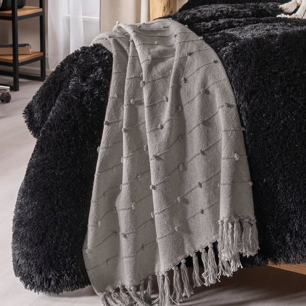 MUMBAI LIGHT GRAY COLOR EMBROIDERY DECORATIVE BLANKET SOFTY AND WARM THROW SIZE