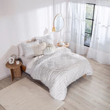 DECO WHITE COLOR EMBOSSED TEXTURE DUVET COVER COMFORTER 1 PC QUEEN SIZE MADE IN MEXICO