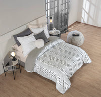 VALENCIA GRAY COLOR SOFT POMPOMS DUVET COVER COMFORTER 1 PCS QUEEN SIZE MADE IN MEXICO