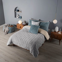 STONE GRAY COLOR DUVET COVER WITH SHERPA SOFTY AND WARM 1 PCS CALIFORNIA KING SIZE MADE IN MEXICO