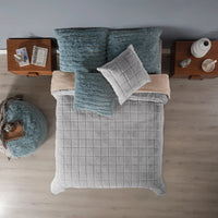 STONE GRAY COLOR DUVET COVER WITH SHERPA SOFTY AND WARM 1 PCS CALIFORNIA KING SIZE MADE IN MEXICO