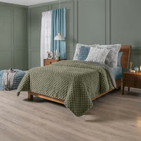 ARIA GREEN COLOR EMBOSSED BLANKET WITH SHERPA SOFTY THICK AND WARM QUEEN SIZE MADE IN MEXICO
