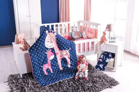 MILY LITTE GIRAFFE BABY GIRLS CRIB BEDDING NURSERY SET 6 PCS 100%  COTTON FOR BABY SHOWER GIFT