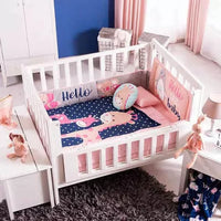 MILY LITTE GIRAFFE BABY GIRLS CRIB BEDDING NURSERY SET 6 PCS 100%  COTTON FOR BABY SHOWER GIFT