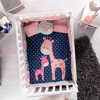 MILY LITTE GIRAFFE BABY GIRLS CRIB BEDDING NURSERY SET 6 PCS 100%  COTTON FOR BABY SHOWER GIFT