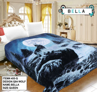 WOLF BLUE COLOR BELLA PLUSH BLANKET SOFTY AND WARM QUEEN SIZE