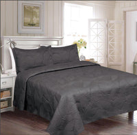 CORA DARK GRAY COLOR DECORATIVE EMBROIDERY BEDSPREAD SET 3 PCS QUEEN SIZE